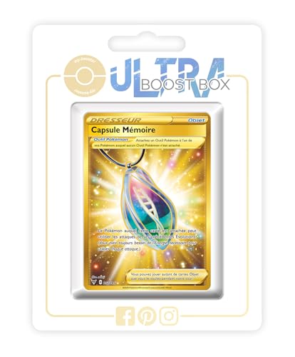 my-booster SWSH04-FR24-UB-202 Capsule Mémoire (Gedächtniskapsel) 202/185 Geheimer Gold Trainer-Ultraboost X Epée et Bouclier, 4 Voltage Éclatant, Box mit 10 französisch Pokémon-Karten von my-booster