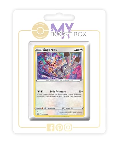 my-booster SWSH045-FR25-MB-SWSH082 Sapereau (Scoppel) SWSH082 Holo-Myboost X Epée et Bouclier, 4.5 Destinées Radieuses, Box mit 10 französisch Pokémon-Karten von my-booster