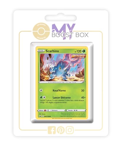 my-booster SWSH06-FR24-MB-006 Scarhino (Skaraborn) 006/198 Fokussierter-Angriff Wendbare Holo, Myboost X Epée et Bouclier 6 Règne de Glace, Box mit 10 französisch Pokémon-Karten von my-booster