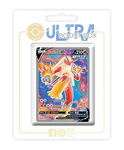 my-booster SWSH06-FR24-UB-161 Braségali V (Lohgock V) 161/198 Fließender-Angriff Full Art, Ultraboost X Epée et Bouclier 6 Règne de Glace, Box mit 10 französisch Pokémon-Karten von my-booster