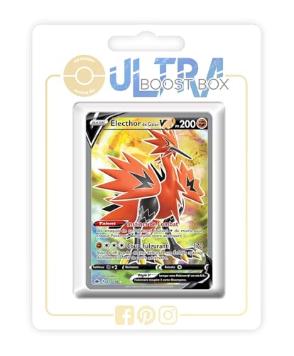 my-booster SWSH06-FR24-UB-173 Électhor de Galar V (Galar-Zapdos V) 173/198 Full Art, Ultraboost X Epée et Bouclier 6 Règne de Glace, Box mit 10 französisch Pokémon-Karten von my-booster