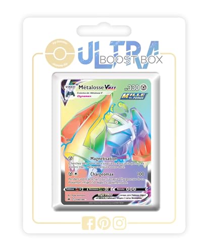 my-booster SWSH06-FR24-UB-208 Métaloss VMAX (Metagross VMAX) 208/198 Fließender-Angriff Geheimer Regenbogen, Ultraboost X Epée et Bouclier 6 Règne de Glace, Box mit 10 französisch Pokémon-Karten von my-booster