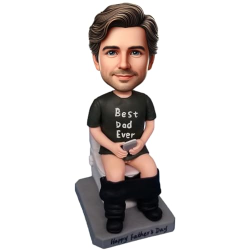 mydedor Custom Funny Bobblehead Personalisierte Humorvolle Figur für Väter, Hergestellt aus Ihrem Foto, Papa im Besten Papa Ever Outfit auf Toilette mit Telefon, Handgefertigtes Tongeschenk zum mydedor Custom Funny Bobblehead Personalisierte Humorvolle Figur für Väter, Hergestellt aus Ihrem Foto, Papa im Besten Papa Ever Outfit auf Toilette mit Telefon, Handgefertigtes Tongeschenk zum von mydedor