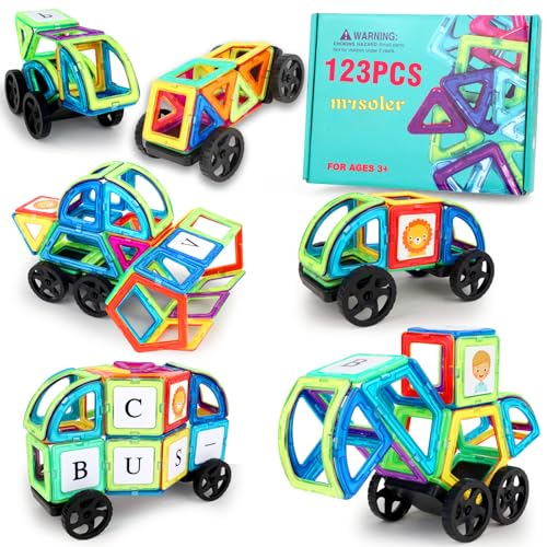 mysoler Magnetische Bausteine 121 Teile Magnetbausteine Magnete Kinder Magnetspielzeug für Kinder ab 2 3 4 5 6 7 8 Jahre Lernspielzeug Bauklötze Bausatz Pädagogisches Geschenk von mysoler