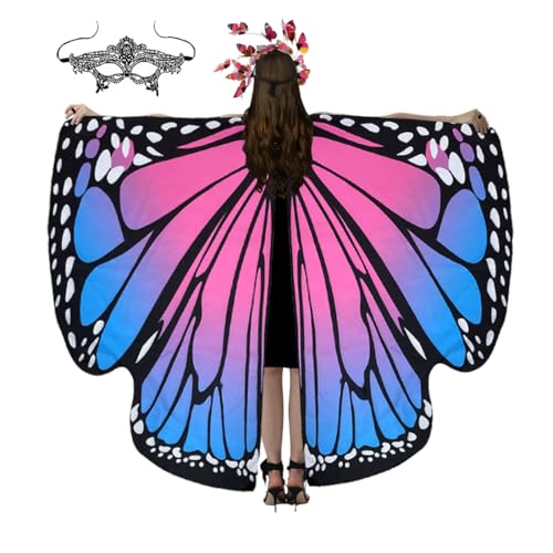 mzoLife Damen Schmetterling Kostüm Faschingkostüme Schmetterling Flügel Schal mit Augenbinde, Erwachsene Poncho Umhang für Party Halloween Weihnachten Kostüm Cosplay Karneval Fasching mzoLife Damen Schmetterling Kostüm Faschingkostüme Schmetterling Flügel Schal mit Augenbinde, Erwachsene Poncho Umhang für Party Halloween Weihnachten Kostüm Cosplay Karneval Fasching von mzoLife
