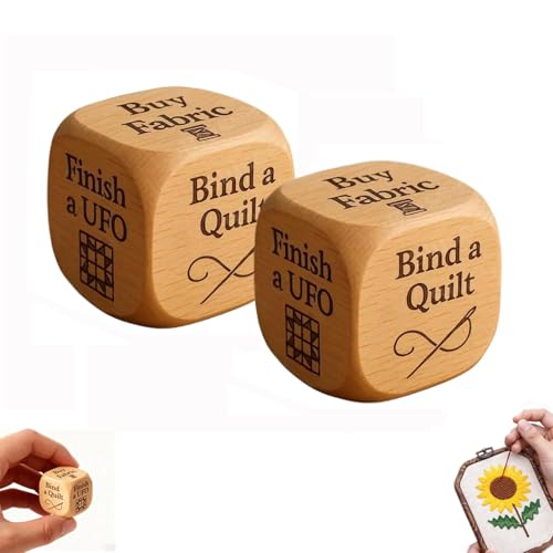 Handmade Wooden Quilting Decision dice,with 6 Engraved Tasks,Unique Sewing Room Decor,Fun Gift for Quilters,Sewists & Craft Lovers-2pcs Handmade Wooden Quilting Decision dice,with 6 Engraved Tasks,Unique Sewing Room Decor,Fun Gift for Quilters,Sewists & Craft Lovers-2pcs von mzvoo