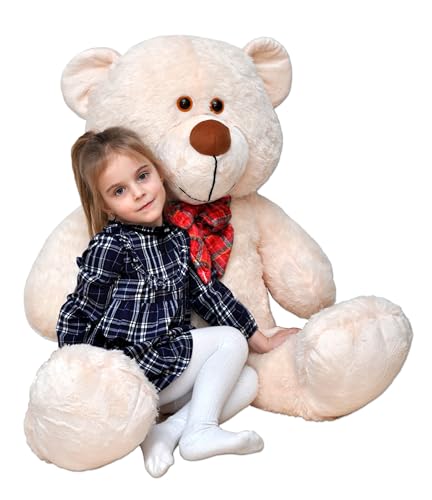 nana shop Teddybär, XXL Kuschelbär, 140 cm groß Plüschbär, Stofftier Plüschtier, Kuscheltier, Ecru-Teddybär, Teddybär zum Valentinstag nana shop Teddybär, XXL Kuschelbär, 140 cm groß Plüschbär, Stofftier Plüschtier, Kuscheltier, Ecru-Teddybär, Teddybär zum Valentinstag von nana shop