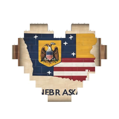 Abstrakte Nebraska-Flagge, Kartendruck, herzförmiges Baustein-Puzzle, personalisiertes Geschenk für Männer und Frauen Abstrakte Nebraska-Flagge, Kartendruck, herzförmiges Baustein-Puzzle, personalisiertes Geschenk für Männer und Frauen von nanger