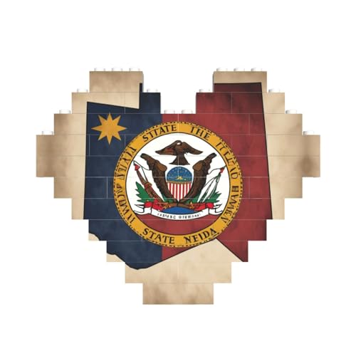 Abstrakte Nevada-Flagge, Kartendruck, herzförmiges Baustein-Puzzle, personalisiertes Geschenk für Männer und Frauen Abstrakte Nevada-Flagge, Kartendruck, herzförmiges Baustein-Puzzle, personalisiertes Geschenk für Männer und Frauen von nanger