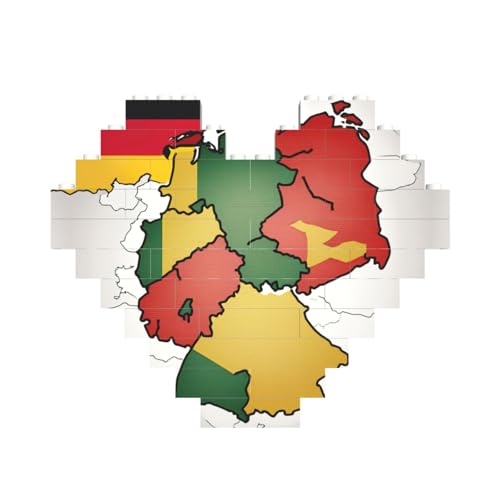 Abstrakte deutsche Flagge, Kartendruck, herzförmiges Baustein-Puzzle, personalisiertes Geschenk für Männer und Frauen Abstrakte deutsche Flagge, Kartendruck, herzförmiges Baustein-Puzzle, personalisiertes Geschenk für Männer und Frauen von nanger