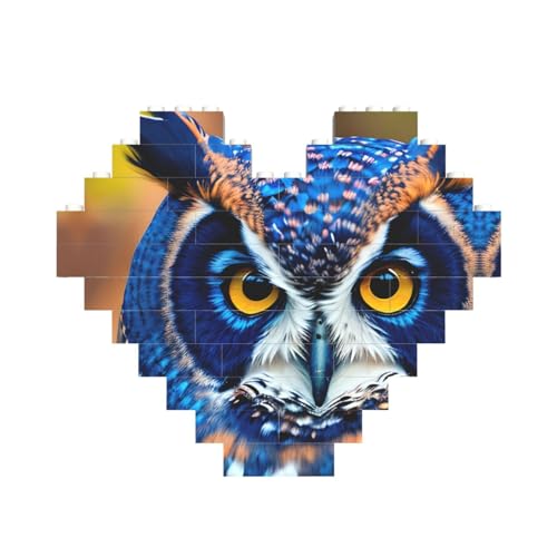 Blaues Eulen-Druck, herzförmiges Baustein-Puzzle, personalisiertes individuelles Geschenk für Männer und Frauen Blaues Eulen-Druck, herzförmiges Baustein-Puzzle, personalisiertes individuelles Geschenk für Männer und Frauen von nanger