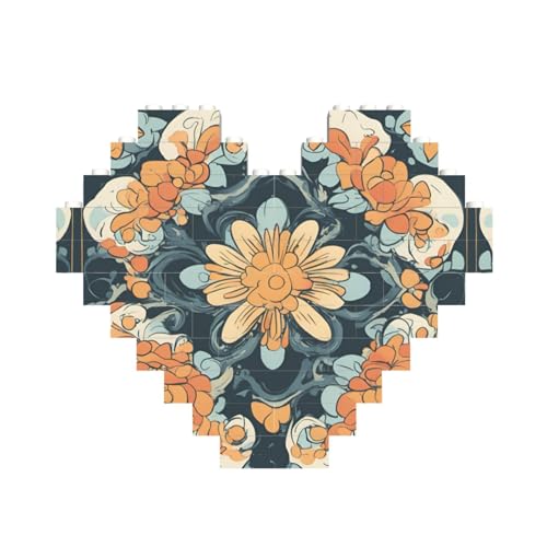 Blütendruck, herzförmiges Baustein-Puzzle, personalisiertes individuelles Geschenk für Männer und Frauen Blütendruck, herzförmiges Baustein-Puzzle, personalisiertes individuelles Geschenk für Männer und Frauen von nanger