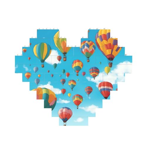 Bunte Luftballons, blauer Himmel, herzförmiges Baustein-Puzzle, personalisiertes Geschenk für Männer und Frauen Bunte Luftballons, blauer Himmel, herzförmiges Baustein-Puzzle, personalisiertes Geschenk für Männer und Frauen von nanger