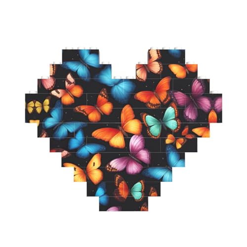 Buntes Schmetterlings-Aufdruck, herzförmiges Baustein-Puzzle, personalisiertes Geschenk für Männer und Frauen Buntes Schmetterlings-Aufdruck, herzförmiges Baustein-Puzzle, personalisiertes Geschenk für Männer und Frauen von nanger