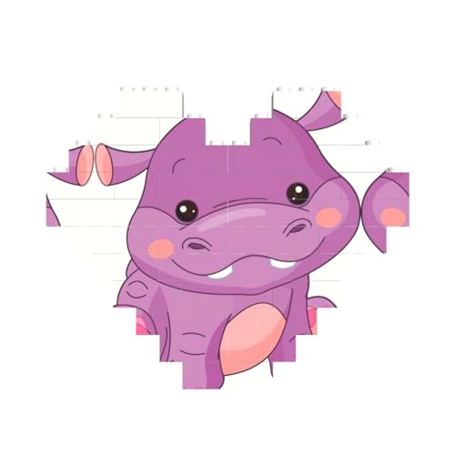 Cartoon-Puzzle, lila Nilpferd-Druck, herzförmiges Baustein-Puzzle, personalisiertes individuelles Geschenk für Männer und Frauen Cartoon-Puzzle, lila Nilpferd-Druck, herzförmiges Baustein-Puzzle, personalisiertes individuelles Geschenk für Männer und Frauen von nanger