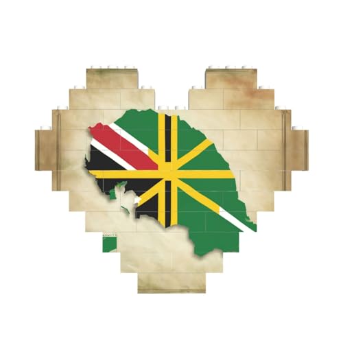 Commonwealth of Dominica Flagge, Kartendruck, herzförmiges Baustein-Puzzle, personalisiertes Geschenk für Männer und Frauen von nanger