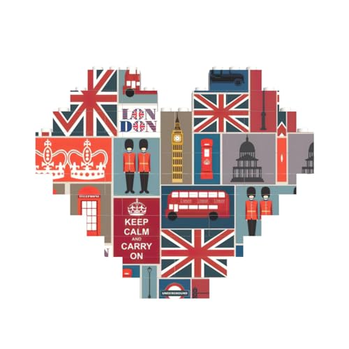 England-Symbole, herzförmiges Baustein-Puzzle, personalisiertes Geschenk für Männer und Frauen England-Symbole, herzförmiges Baustein-Puzzle, personalisiertes Geschenk für Männer und Frauen von nanger