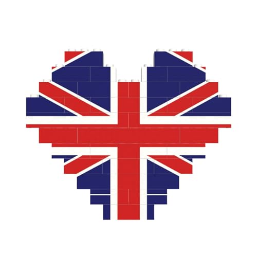 Englische Flagge, herzförmiges Baustein-Puzzle, personalisiertes Geschenk für Männer und Frauen von nanger