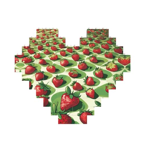 Erdbeerfeld-Druck, herzförmiges Baustein-Puzzle, personalisiertes Geschenk für Männer und Frauen Erdbeerfeld-Druck, herzförmiges Baustein-Puzzle, personalisiertes Geschenk für Männer und Frauen von nanger
