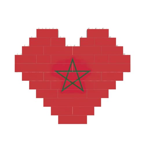 Flagge von Marokko, herzförmiges Baustein-Puzzle, personalisiertes Geschenk für Männer und Frauen von nanger