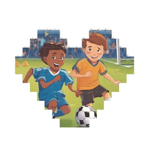 Fußball für Jungen, herzförmiges Baustein-Puzzle, personalisiertes Geschenk für Männer und Frauen von nanger