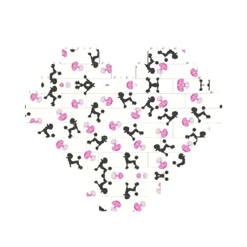 Girly Pink Parfümflasche und Pudel-Druck, herzförmiges Baustein-Puzzle, personalisiertes individuelles Geschenk für Männer und Frauen Girly Pink Parfümflasche und Pudel-Druck, herzförmiges Baustein-Puzzle, personalisiertes individuelles Geschenk für Männer und Frauen von nanger