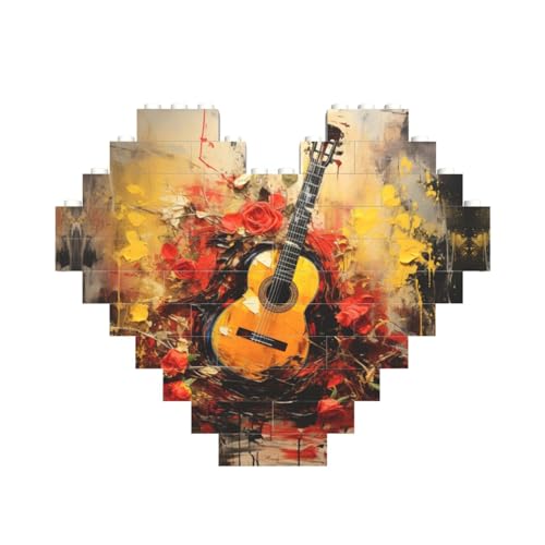 Gitarrenmalerei-Druck, herzförmiges Baustein-Puzzle, personalisiertes Geschenk für Männer und Frauen Gitarrenmalerei-Druck, herzförmiges Baustein-Puzzle, personalisiertes Geschenk für Männer und Frauen von nanger