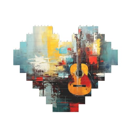 Gitarrenmalerei-Druck, herzförmiges Baustein-Puzzle, personalisiertes Geschenk für Männer und Frauen Gitarrenmalerei-Druck, herzförmiges Baustein-Puzzle, personalisiertes Geschenk für Männer und Frauen von nanger