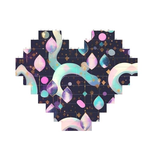 Glitzernder, hübscher Musterdruck, herzförmiges Baustein-Puzzle, personalisiertes Geschenk für Männer und Frauen Glitzernder, hübscher Musterdruck, herzförmiges Baustein-Puzzle, personalisiertes Geschenk für Männer und Frauen von nanger