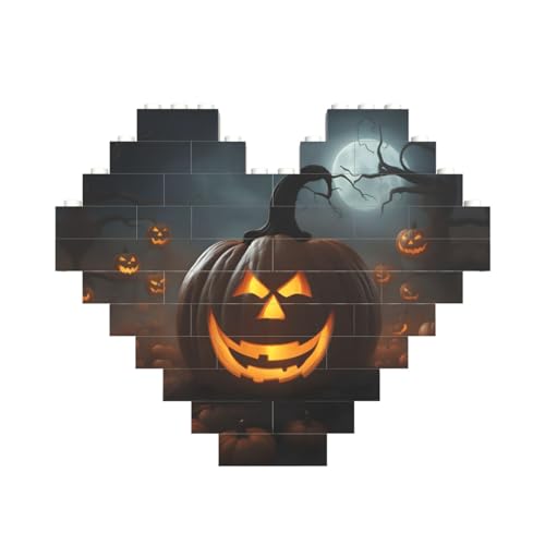 Halloween-Geister-Kürbis-Druck, herzförmiges Baustein-Puzzle, personalisiertes individuelles Geschenk für Männer und Frauen von nanger