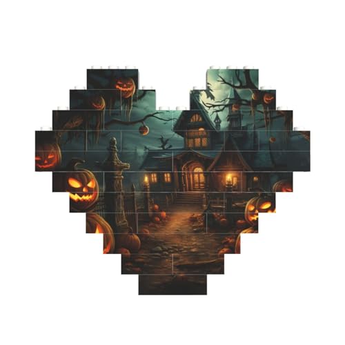 Halloween-Horror-Druck, herzförmiges Baustein-Puzzle, personalisiertes individuelles Geschenk für Männer und Frauen Halloween-Horror-Druck, herzförmiges Baustein-Puzzle, personalisiertes individuelles Geschenk für Männer und Frauen von nanger