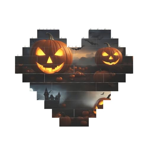 Halloween-Kürbis-Druck, herzförmiges Baustein-Puzzle, personalisiertes individuelles Geschenk für Männer und Frauen Halloween-Kürbis-Druck, herzförmiges Baustein-Puzzle, personalisiertes individuelles Geschenk für Männer und Frauen von nanger