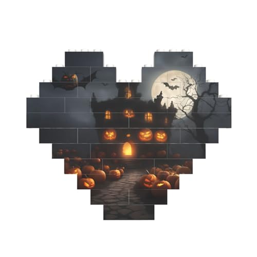 Halloween-Kürbis-Druck, herzförmiges Baustein-Puzzle, personalisiertes individuelles Geschenk für Männer und Frauen Halloween-Kürbis-Druck, herzförmiges Baustein-Puzzle, personalisiertes individuelles Geschenk für Männer und Frauen von nanger