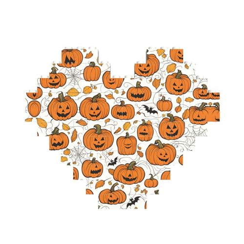 Halloween-Kürbis-Muster, herzförmiges Baustein-Puzzle, personalisiertes Geschenk für Männer und Frauen Halloween-Kürbis-Muster, herzförmiges Baustein-Puzzle, personalisiertes Geschenk für Männer und Frauen von nanger