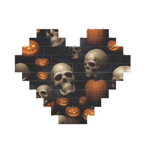 Halloween-Totenkopf-Druck, herzförmiges Baustein-Puzzle, personalisiertes Geschenk für Männer und Frauen Halloween-Totenkopf-Druck, herzförmiges Baustein-Puzzle, personalisiertes Geschenk für Männer und Frauen von nanger