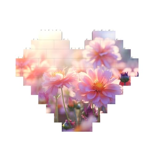 Herzförmiges Baustein-Puzzle mit Blumendruck, personalisiertes Geschenk für Männer und Frauen von nanger