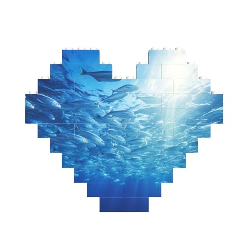 Herzförmiges Baustein-Puzzle mit Fisch-Druck, personalisiertes Geschenk für Männer und Frauen Herzförmiges Baustein-Puzzle mit Fisch-Druck, personalisiertes Geschenk für Männer und Frauen von nanger