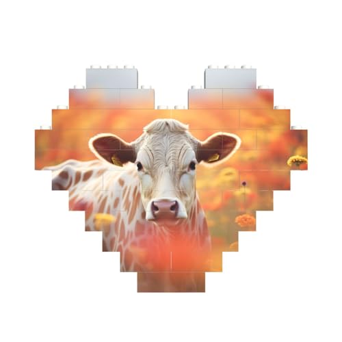 Herzförmiges Baustein-Puzzle mit Kuh-Motiv, personalisierbares Geschenk für Männer und Frauen Herzförmiges Baustein-Puzzle mit Kuh-Motiv, personalisierbares Geschenk für Männer und Frauen von nanger