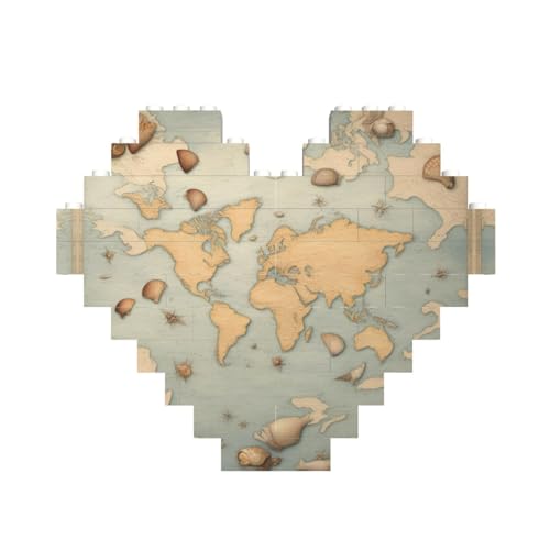 Herzförmiges Baustein-Puzzle mit Muschel-Druck, personalisiertes Geschenk für Männer und Frauen von nanger