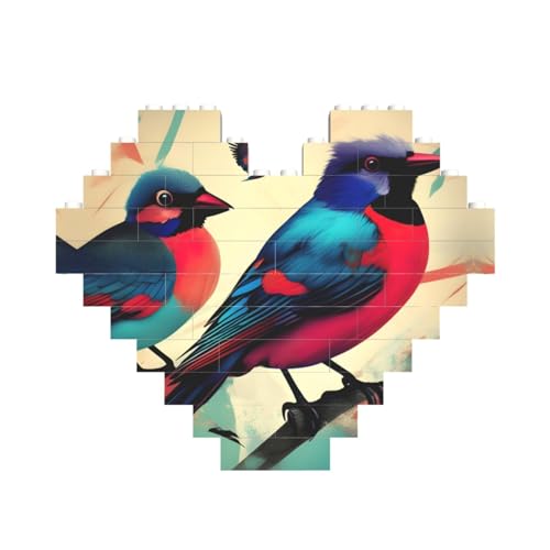 Herzförmiges Baustein-Puzzle mit Vogelaufdruck, personalisiertes Geschenk für Männer und Frauen Herzförmiges Baustein-Puzzle mit Vogelaufdruck, personalisiertes Geschenk für Männer und Frauen von nanger