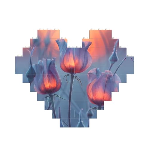 Herzförmiges Baustein-Puzzle mit drei Blumen, personalisierbares Geschenk für Männer und Frauen Herzförmiges Baustein-Puzzle mit drei Blumen, personalisierbares Geschenk für Männer und Frauen von nanger
