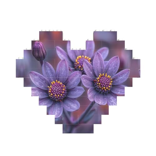 Herzförmiges Baustein-Puzzle mit drei Blumen, personalisierbares Geschenk für Männer und Frauen Herzförmiges Baustein-Puzzle mit drei Blumen, personalisierbares Geschenk für Männer und Frauen von nanger
