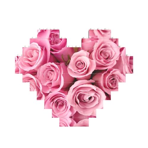 Herzförmiges Baustein-Puzzle mit rosa Rosen, personalisierbares Geschenk für Männer und Frauen Herzförmiges Baustein-Puzzle mit rosa Rosen, personalisierbares Geschenk für Männer und Frauen von nanger