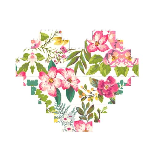 Hibiskusblumen-Druck, herzförmiges Baustein-Puzzle, personalisiertes individuelles Geschenk für Männer und Frauen Hibiskusblumen-Druck, herzförmiges Baustein-Puzzle, personalisiertes individuelles Geschenk für Männer und Frauen von nanger