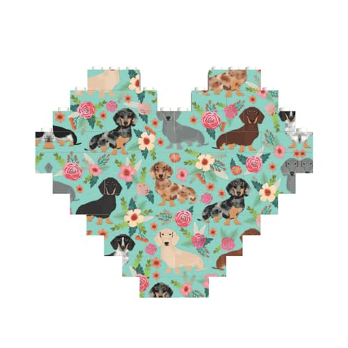 Hunde-Blumendruck, herzförmiges Baustein-Puzzle, personalisiertes Geschenk für Männer und Frauen Hunde-Blumendruck, herzförmiges Baustein-Puzzle, personalisiertes Geschenk für Männer und Frauen von nanger