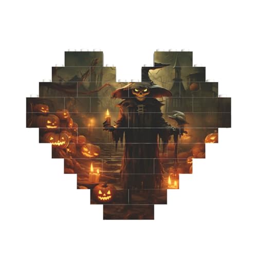 Kürbis-Halloween-Druck, herzförmiges Baustein-Puzzle, personalisiertes individuelles Geschenk für Männer und Frauen Kürbis-Halloween-Druck, herzförmiges Baustein-Puzzle, personalisiertes individuelles Geschenk für Männer und Frauen von nanger