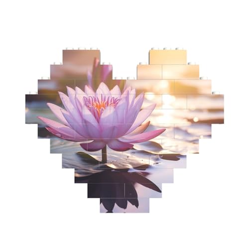 Lotusblüte lila Druck herzförmiges Baustein-Puzzle, personalisiertes individuelles Geschenk für Männer und Frauen Lotusblüte lila Druck herzförmiges Baustein-Puzzle, personalisiertes individuelles Geschenk für Männer und Frauen von nanger