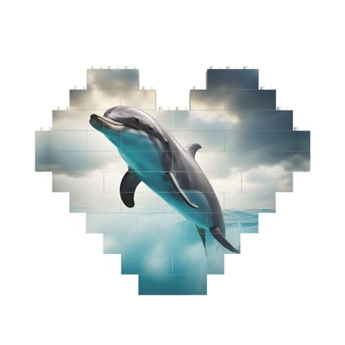 Lustiger Delfin, der dich ansieht, Druck in Herzform, Baustein-Puzzle, personalisiertes Geschenk für Männer und Frauen Lustiger Delfin, der dich ansieht, Druck in Herzform, Baustein-Puzzle, personalisiertes Geschenk für Männer und Frauen von nanger