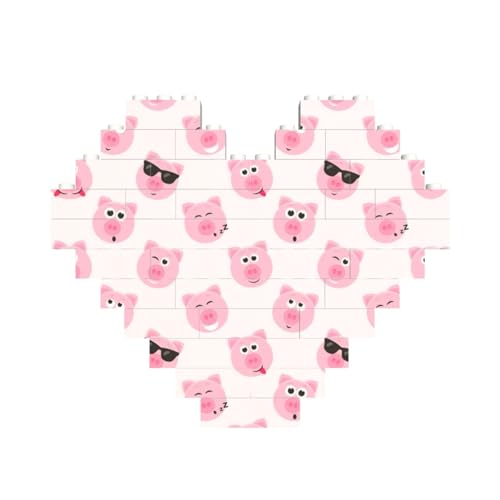 Lustiges rosa Schweinegesichtsdruck, herzförmiges Baustein-Puzzle, personalisiertes Geschenk für Männer und Frauen Lustiges rosa Schweinegesichtsdruck, herzförmiges Baustein-Puzzle, personalisiertes Geschenk für Männer und Frauen von nanger