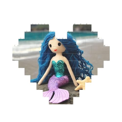 Meerjungfrau-Puppen-Druck, herzförmiges Baustein-Puzzle, personalisiertes individuelles Geschenk für Männer und Frauen Meerjungfrau-Puppen-Druck, herzförmiges Baustein-Puzzle, personalisiertes individuelles Geschenk für Männer und Frauen von nanger